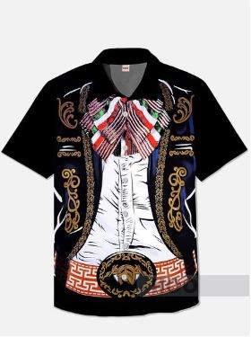 TEMU1116 European and American new fashion trend versatile men's Hawaiian shirt casual 1D printing short sleeve