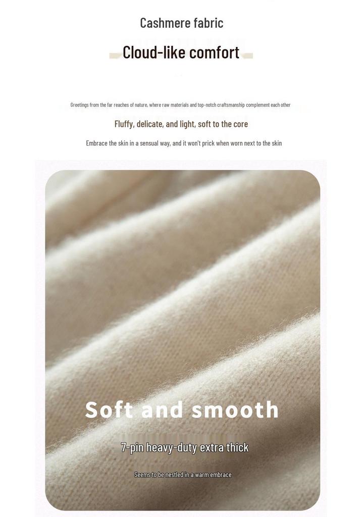 Women’s Thick Cashmere High Collar Knit Sweater – Autumn/Winter Saddle Shoulder Layer