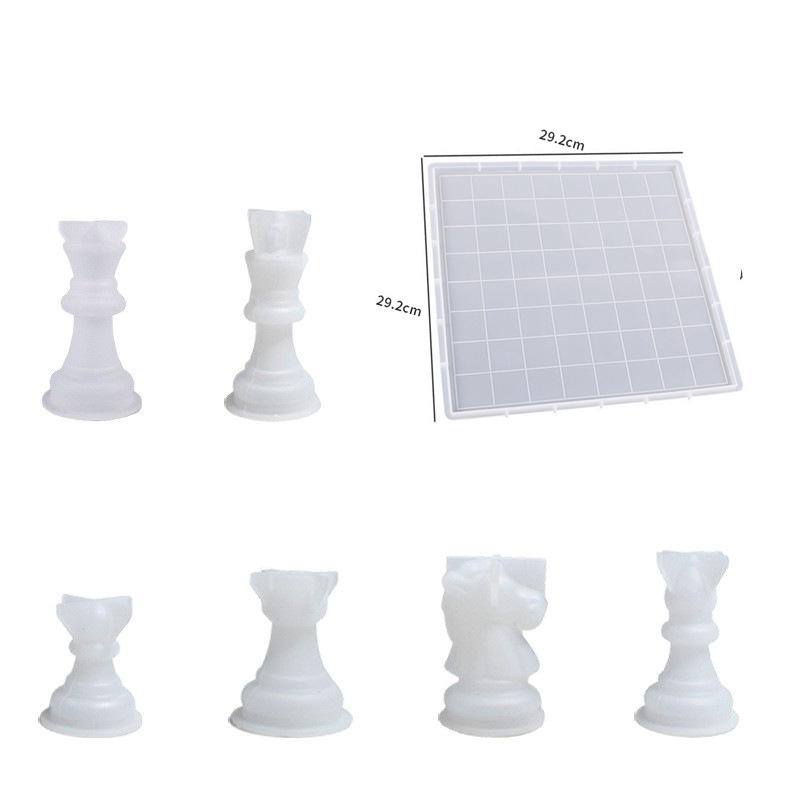 Силиконовая форма для шахматного набора с доской, 3D силиконовая форма для шахматной фигуры, для поделок DIY, подарок на день рождения
