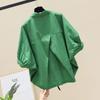 Blusas Летняя рубашка с рукавом «летучая мышь» Женская свободная повседневная короткая блузка с подолом и талией Однотонные укороченные топы Полубелые рубашки для женщин