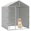 Outdoor Dog Kennel with Roof Silver 2 x 2 x 2.5 m Galvanized Steel
