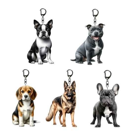 Acrylic Keychain 2D Dog Shape Fine Craftsmanship Keyring Decorative Backpack Handbag Phone Car Pendant