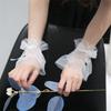 Women Wrist Cuffs Removable Bowknot Ruffled Wedding Supply Bride Dress False Sleeves Tulle Flared Sleeves