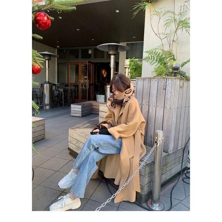 Осеннее и зимнее женское двустороннее кашемировое пальто, длинная часть, элегантный темперамент