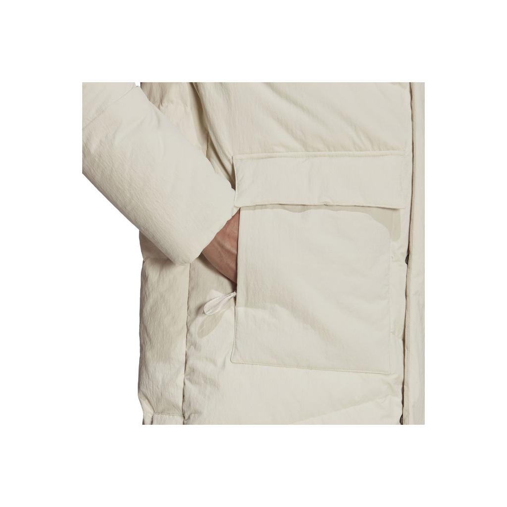 Adidas Logo Print Mid-Length Down Jacket Men Outerwear White HN9926