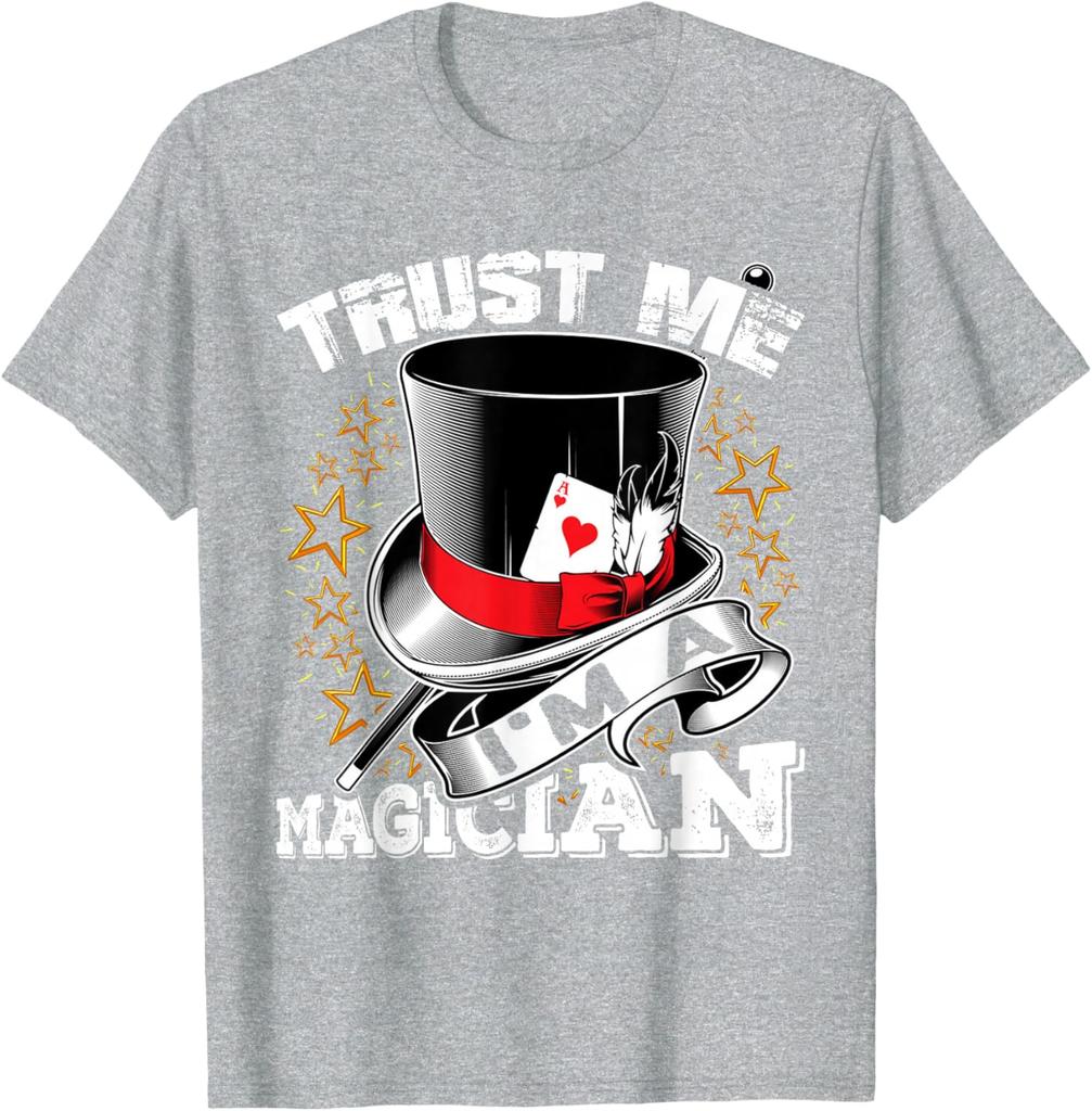 Men's Women Vintage Trust Me I'm A Magician Graphic T Shirt Streetwear Oversized Tee Summer Casual Cotton Tops Humor Clothing