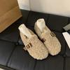 Fashion Luxury Sheep Fur Lined Loafers Women Lambswool Shoes Ladies Winter Slip On Furry Flats Cotton Wool Mocasine Femme Barefoot Boots