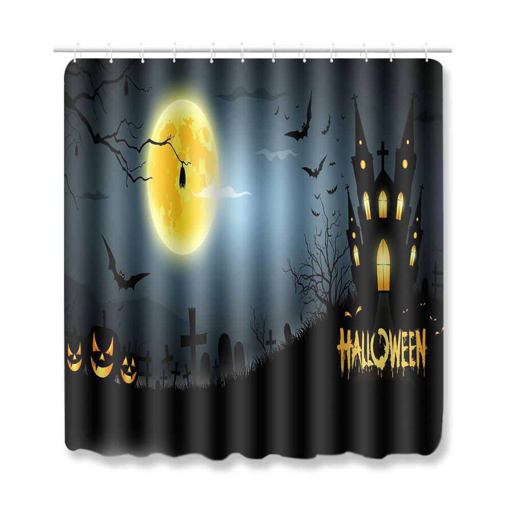 Halloween Bathroom Four-Piece Combination Set Bedroom Non-Slip Carpet Floor Mat Door Mat