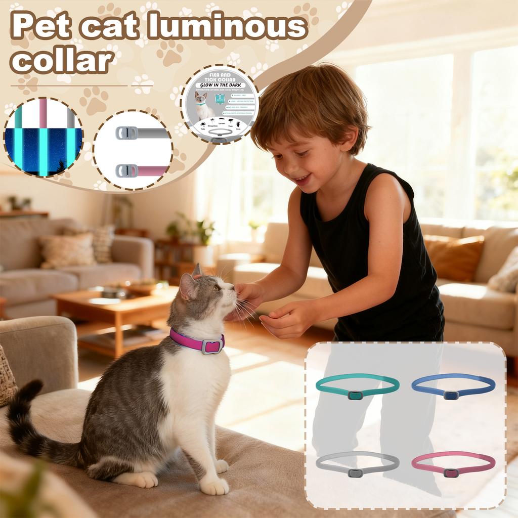 Glow In The Dark Flea And Tick Collar For Cats - 8 Months , Hypoallergenic Collar For Small Cats