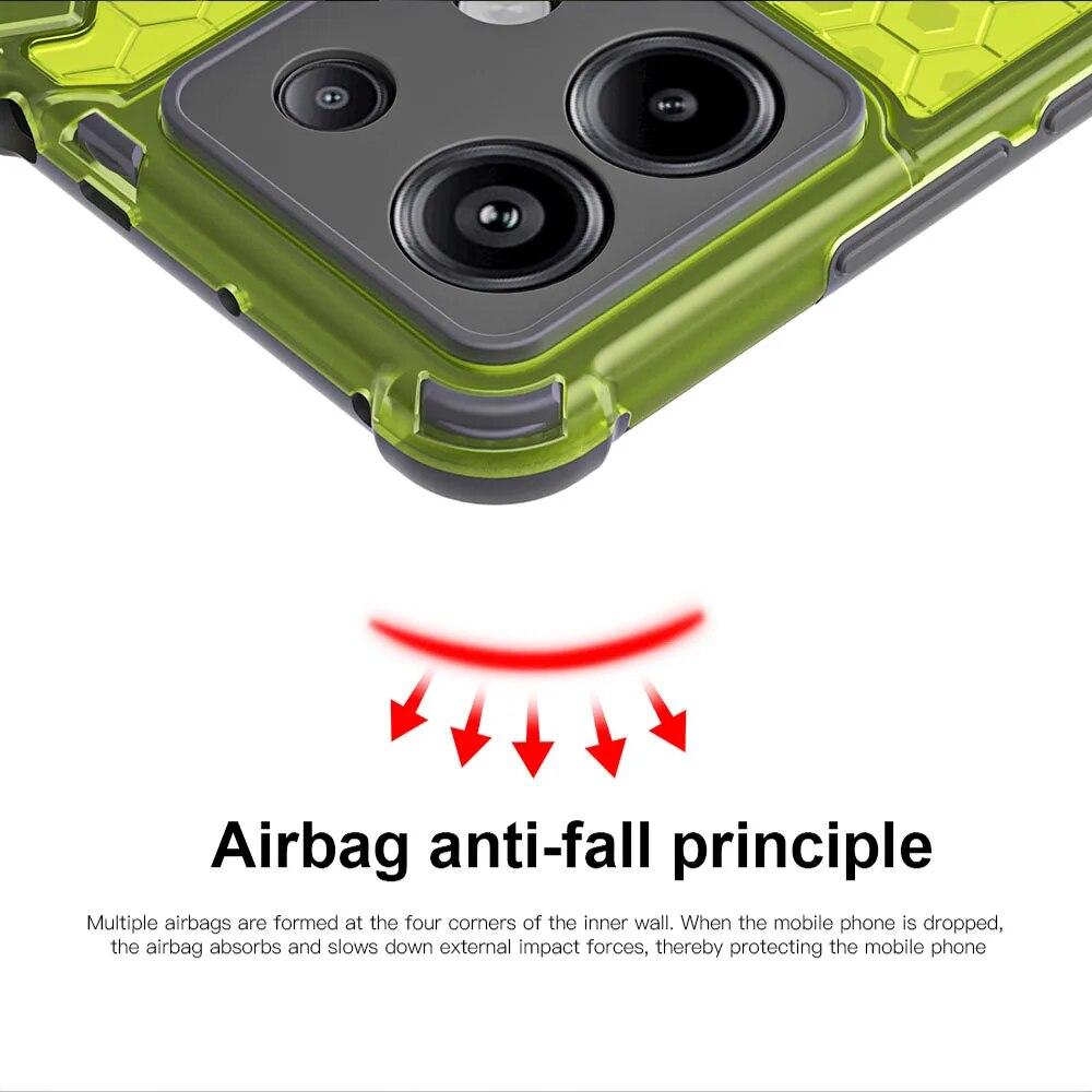 KEYSION Shockproof Armor Case for Redmi Note 13 Pro 5G Silicone+PC Transparent Honeycomb Phone Cover for Redmi Note 13 Pro+ 5G