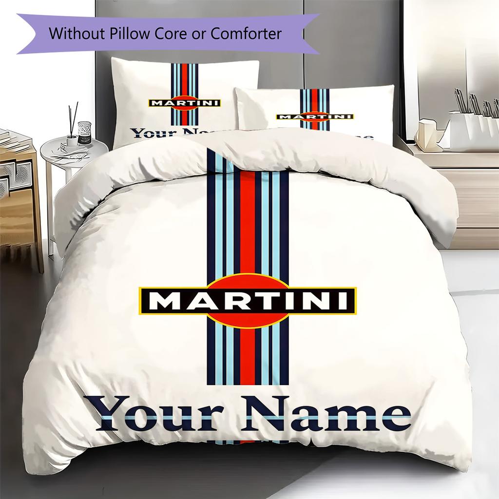 Custom Name Martini Racing Bedding,Quilt Set Quilt Cover Pillowcase Home Birthday Gift(1 * duvet cover + 2 * pillowcase, without core) -HE79