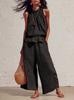 1116 European and American Women's Spring/Summer New Vintage Bohemian Ruffled Cotton-Linen Two-Piece Set