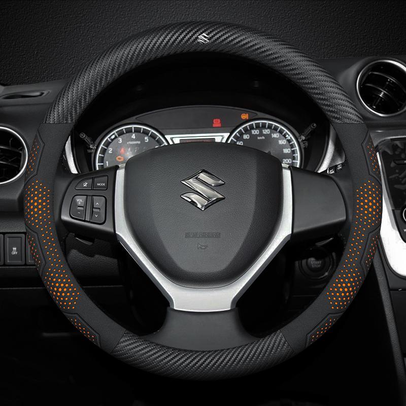Для Suzuki S-Cross Swift SX4 Vitara Jimny Grand-Vitara Baleno Автомобиль Замша Углеродное волокно Кожа Накладка на руль Аксессуары