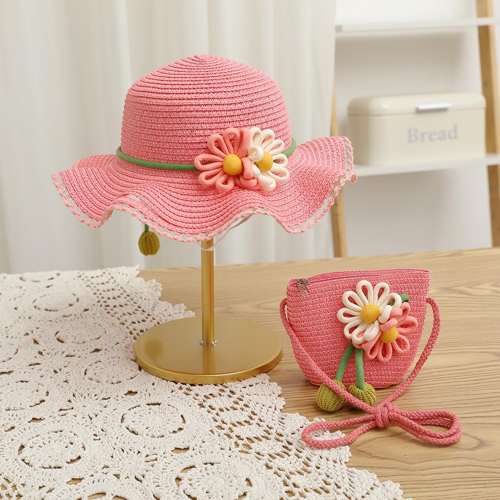 Summer Children's Sun Protection Beach Straw Hat Princess Girl's Vacation Woven Sun Hat
