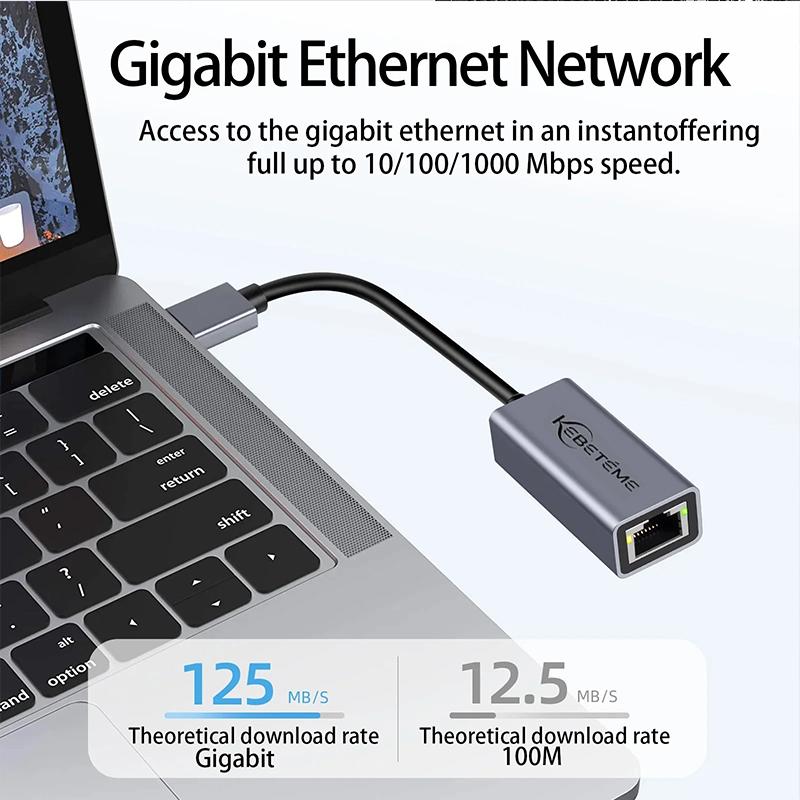 1000Mbps USB 3.0 RJ45 Network Card USB Type C Ethernet Adapter For MacBook PC Windows XP 7 8 10 Android USB Lan Internet Cable 3