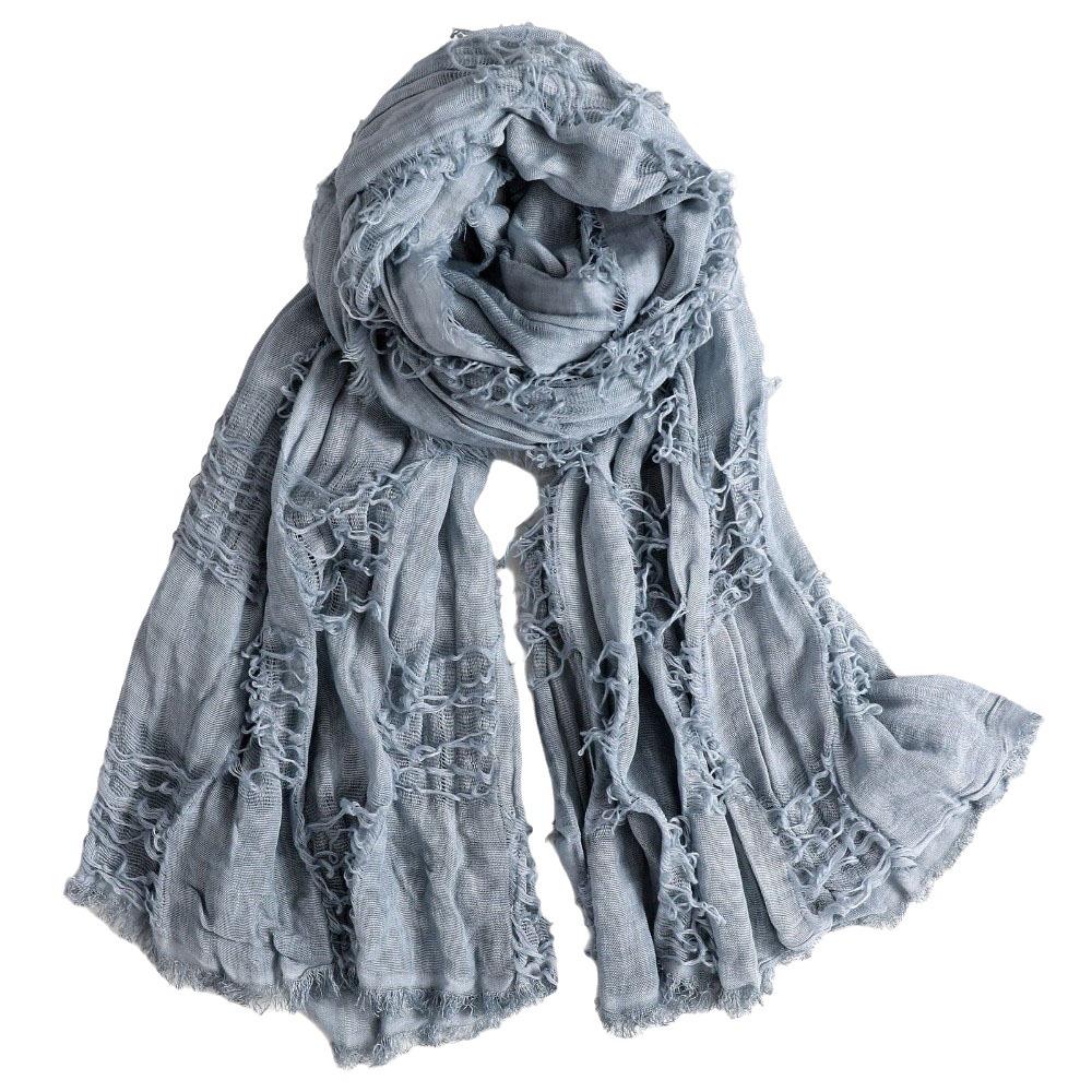 Solid Color Cotton Linen Neckerchie Breathable Neck Warmer Casual Women Scarf College