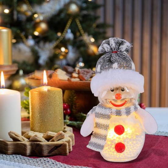 Фигурка снеговика со светящейся подсветкой, рождественское настольное украшение, кукла-снеговик, работающая от батареек, украшение для снеговика