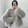LJX Young Fashion Versatile Celebrity Fox Fur Coat Elegant Women's Autumn Winter Jacket Wool Collar Stand Up Party Luxury Plush Wojavascript:men's