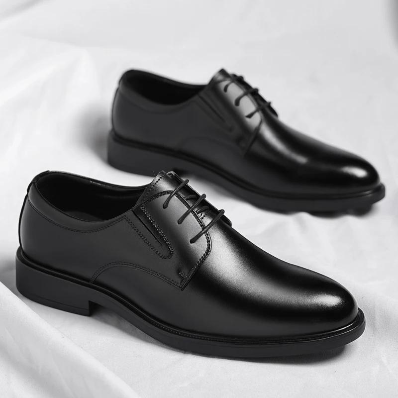 Оксфорды мужские туфли на шнуровке кожаные мужские туфли на толстой подошве черные на шнуровке свадебные мужские деловые формальные туфли мужские