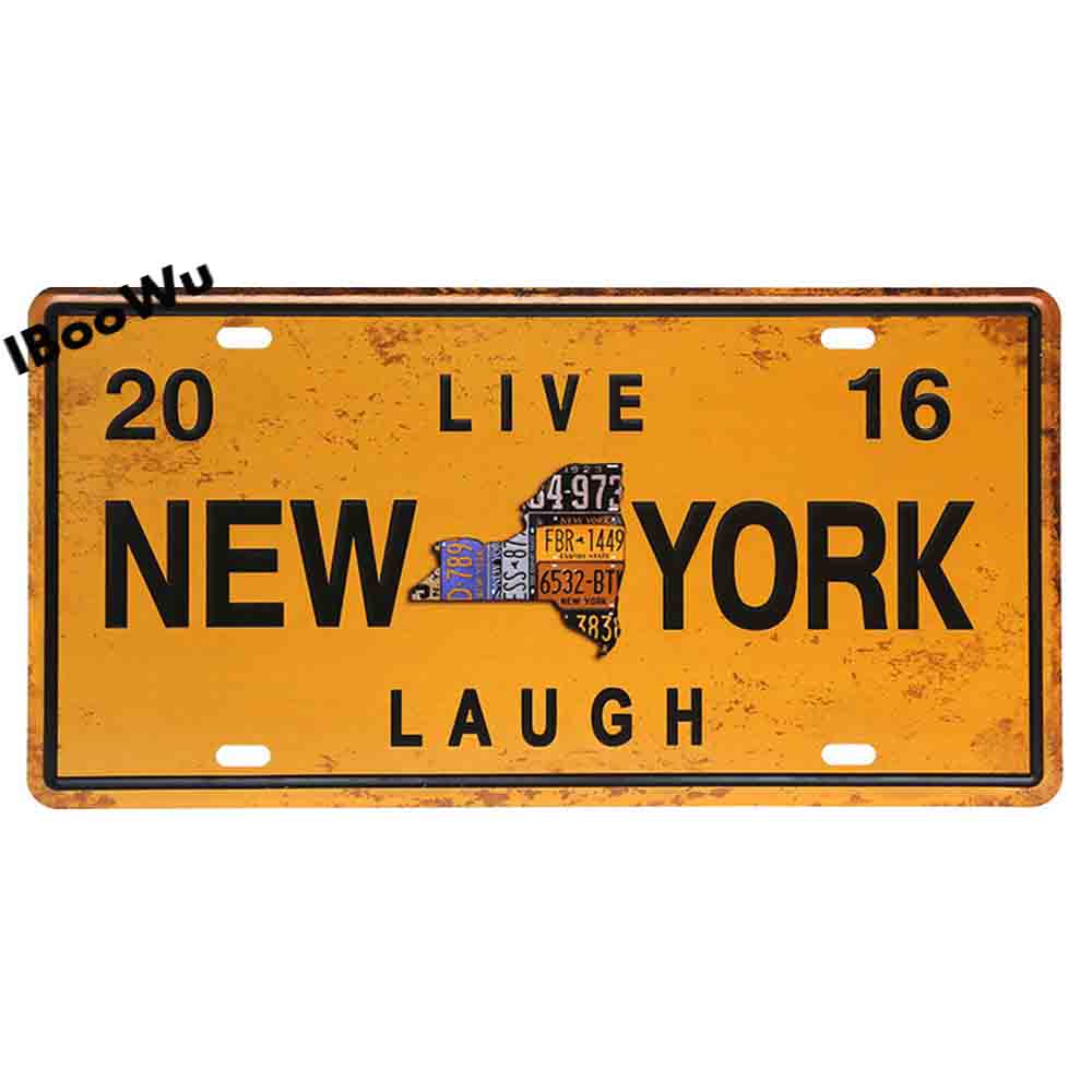 Worldwide Popular City License Plate Poster Vintage Wall Decor North America Metal Tin Sign Plaques Poster 15x30cm