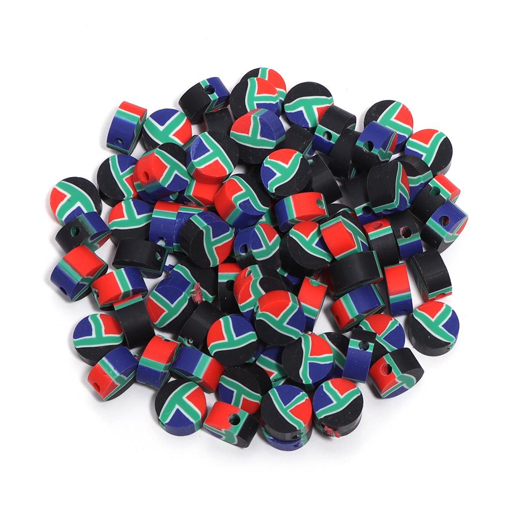 50Pcs 9mm Polymer Clay Flat Round Beads National Flag Loose Spacer Beads For DIY Handmade Bracelets Earrings Making Accessories