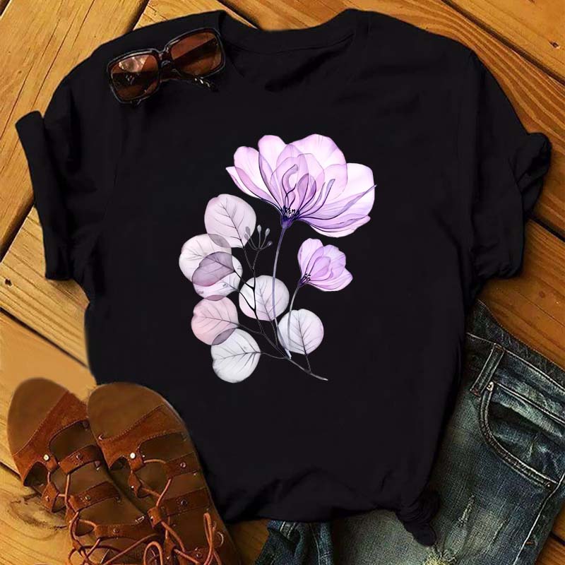 Maycaur Новая женская футболка с акварельным цветочным принтом Harajuku 90-х годов уличная одежда с коротким рукавом футболки с рисунком повседневные женские топы одежда