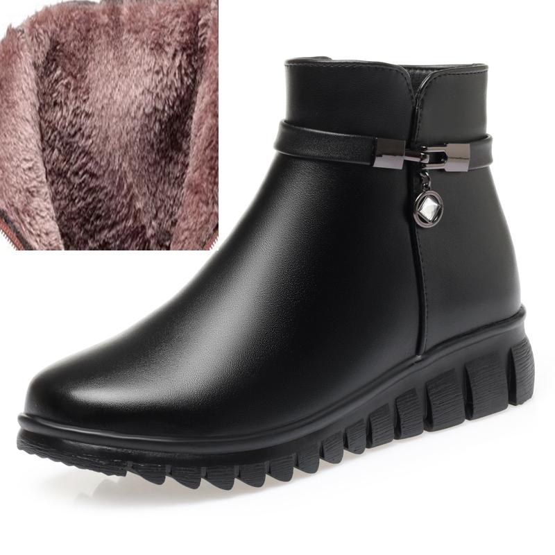 Женские зимние ботинки, зимние теплые женские ботильоны на танкетке, нескользящая обувь большого размера, ботинки