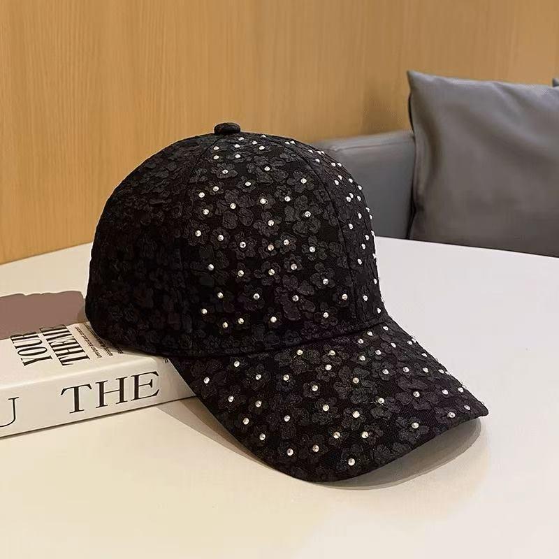 Солнечная шляпа со стразами в корейском стиле: Женская модная кепка с изогнутым козырьком для путешествий на открытом воздухе 2025