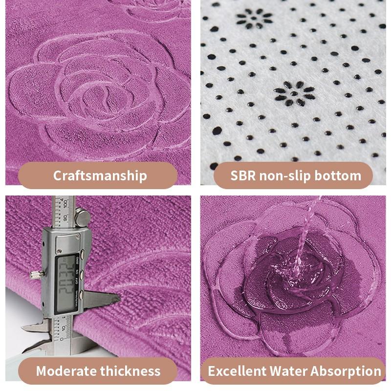 Коврик для ванной с тиснением роз, нескользящие ковры в умывальнике, боковой напольный коврик для ванной, коврик для душа, коврик с эффектом памяти, 3D коврик