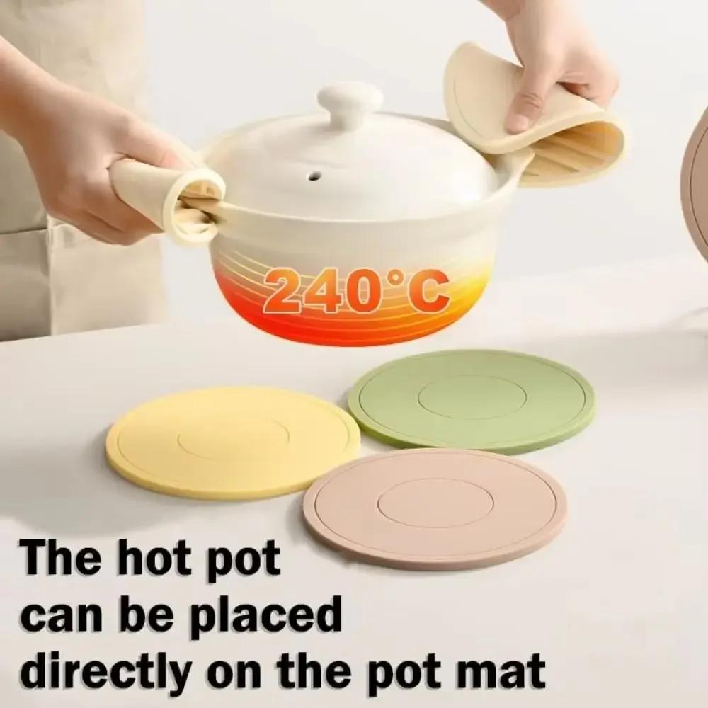 1Pcs Round Silicone Coaster High Temperature Resistant 16/22cm Insulation Pad Thickened Heat Insulation Mat Kitchen Tools