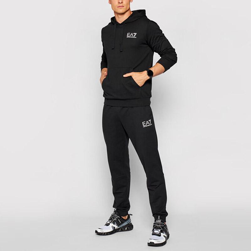 Emporio Armani Мужская толстовка с капюшоном EA7 с принтом букв на рукаве, длинным рукавом, черная 8NPM18-PJ05Z-0203