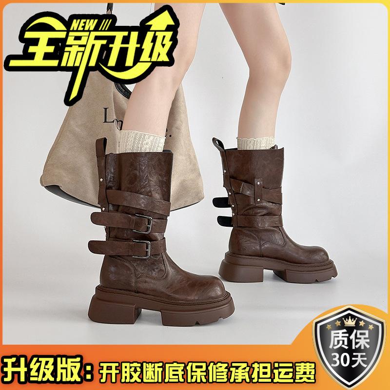 Ретро универсальные кожаные ботильоны на высоком каблуке, текстура, ботинки Мартин на толстой подошве, женские осенне-зимние ботильоны в британском стиле на небольшом толстом каблуке, модные ботильоны