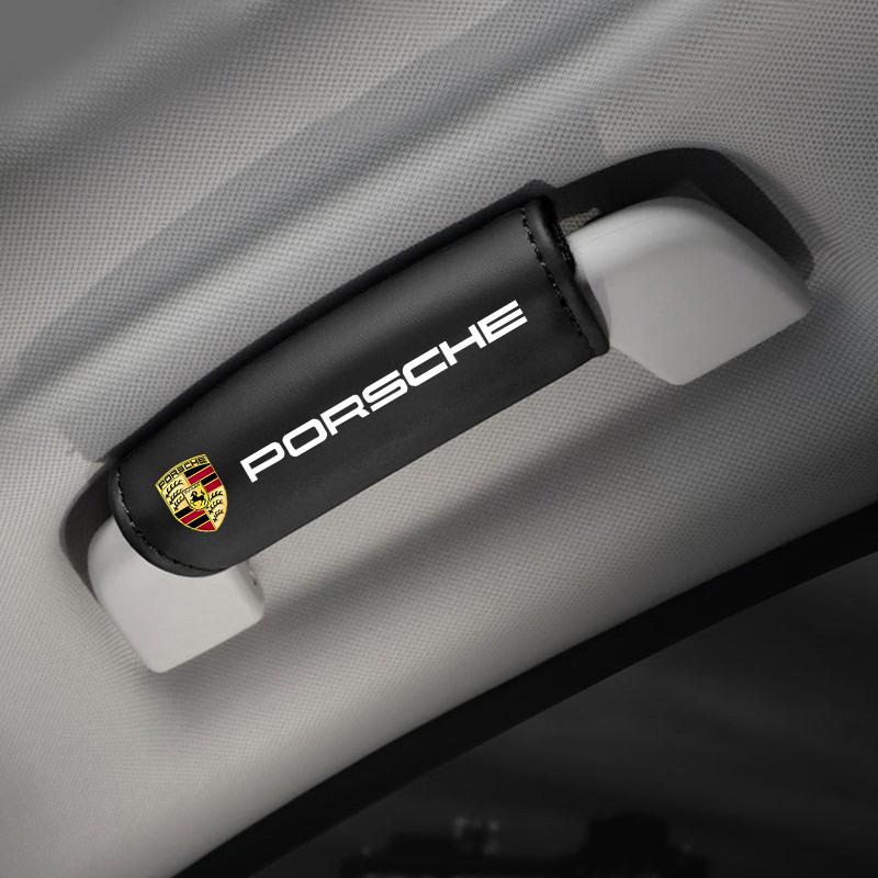 AFUHD1 2Pcs Car Roof Armrest Pull Cover Handle Gloves Protector For Porsche Cayenne Panamera Macan 911 718 Taycan Boxster Cayman 918