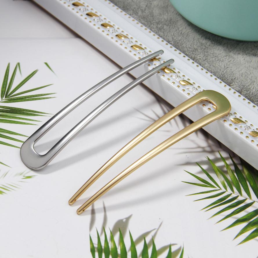 2PCS Simple Korean New Hairpin Stick Vintage U Shaped Alloy Hair Pins Geometric Girl Hair Accessories Fashion Jewelry For Women