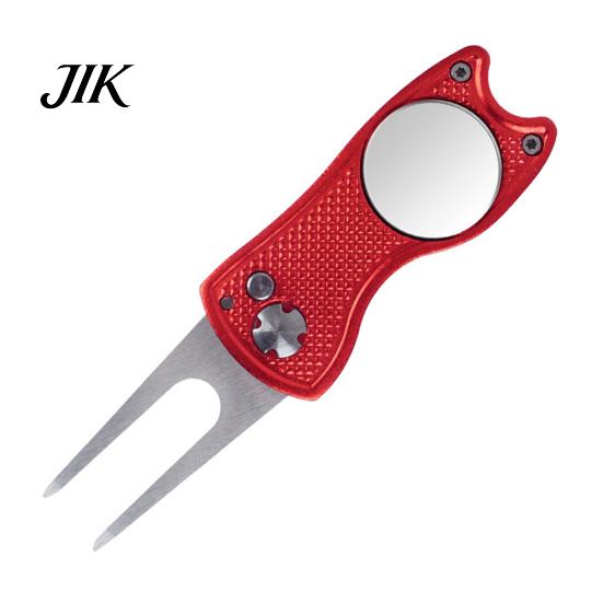 Golf Divot Repair Tool Metal Tool, Green Fork with Pop-up Button & Ball Lightweight Marker, Foldable Accessories for Men Women Compact