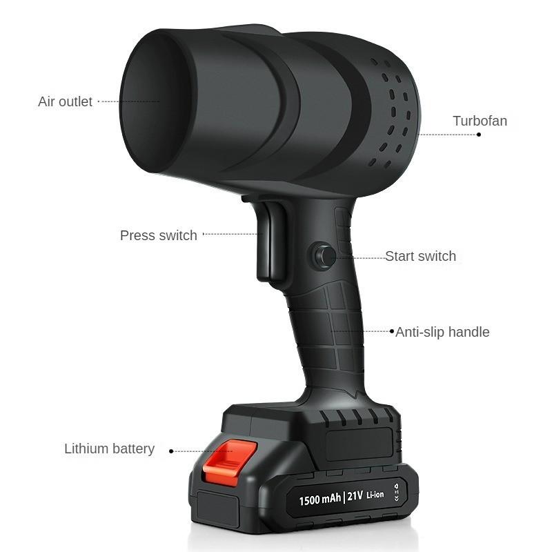 Мощный турбовентилятор, беспроводной портативный высокоскоростной фен, ручной воздуходув для удаления пыли, черный