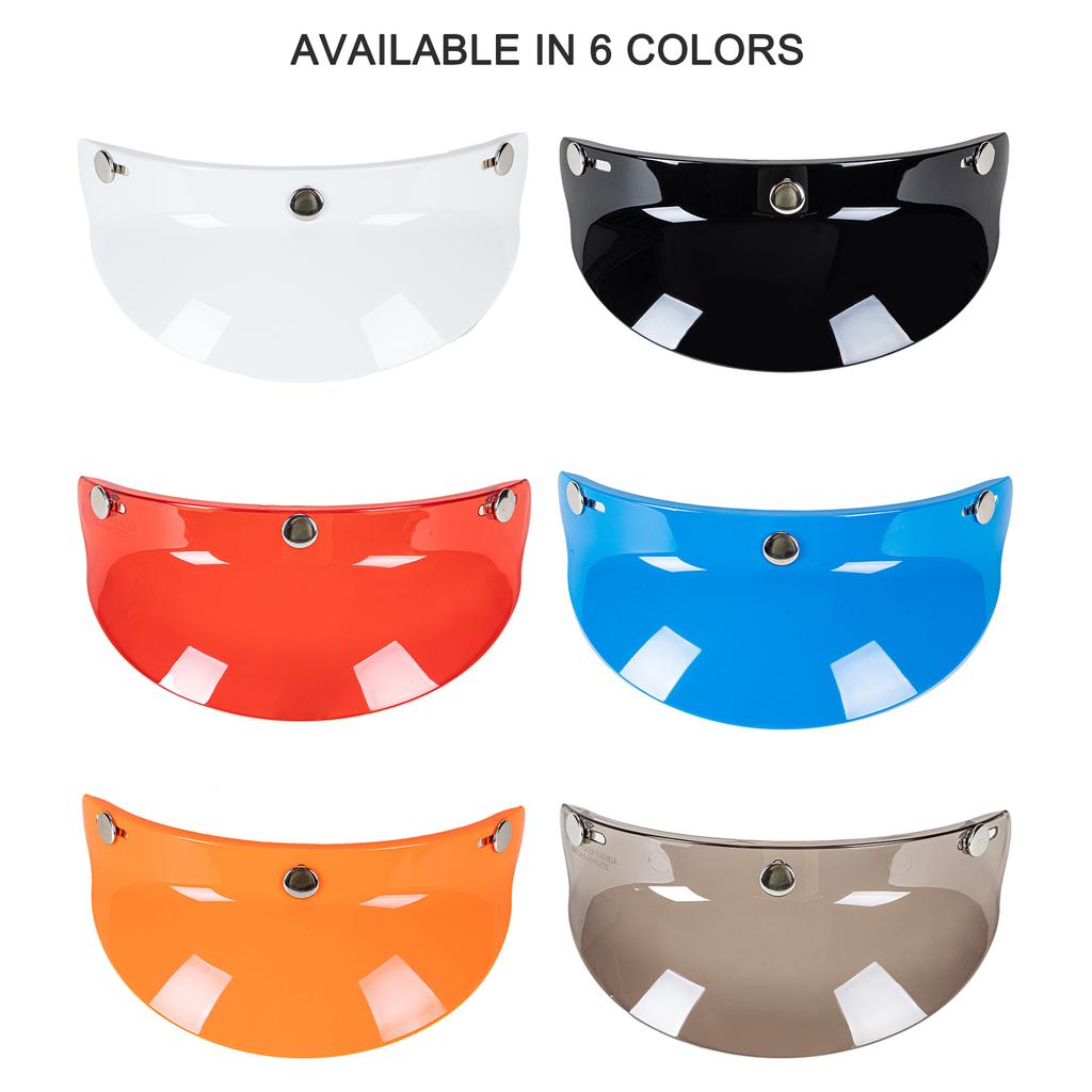 3 Snap-Button Lens Up Wind for Open Face Motorcycle Helmet