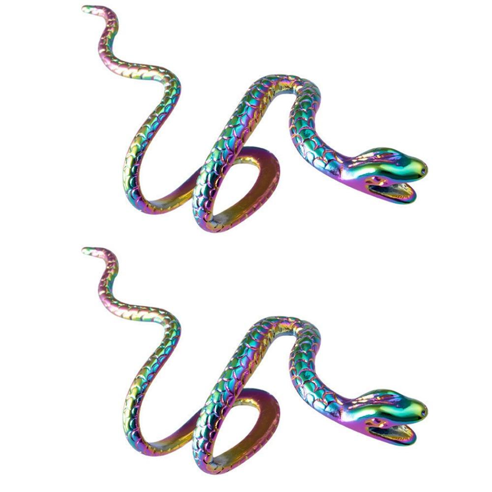 2 шт. Регулируемые серьги-каффы в виде змеи, многоцветные, не требующие прокола, модные серьги-каффы, унисекс