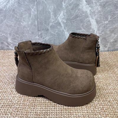 Маффины на толстой подошве плетеные ботинки Мартин женские осенние новые ретро маленькие ботинки Челси универсальные короткие ботинки