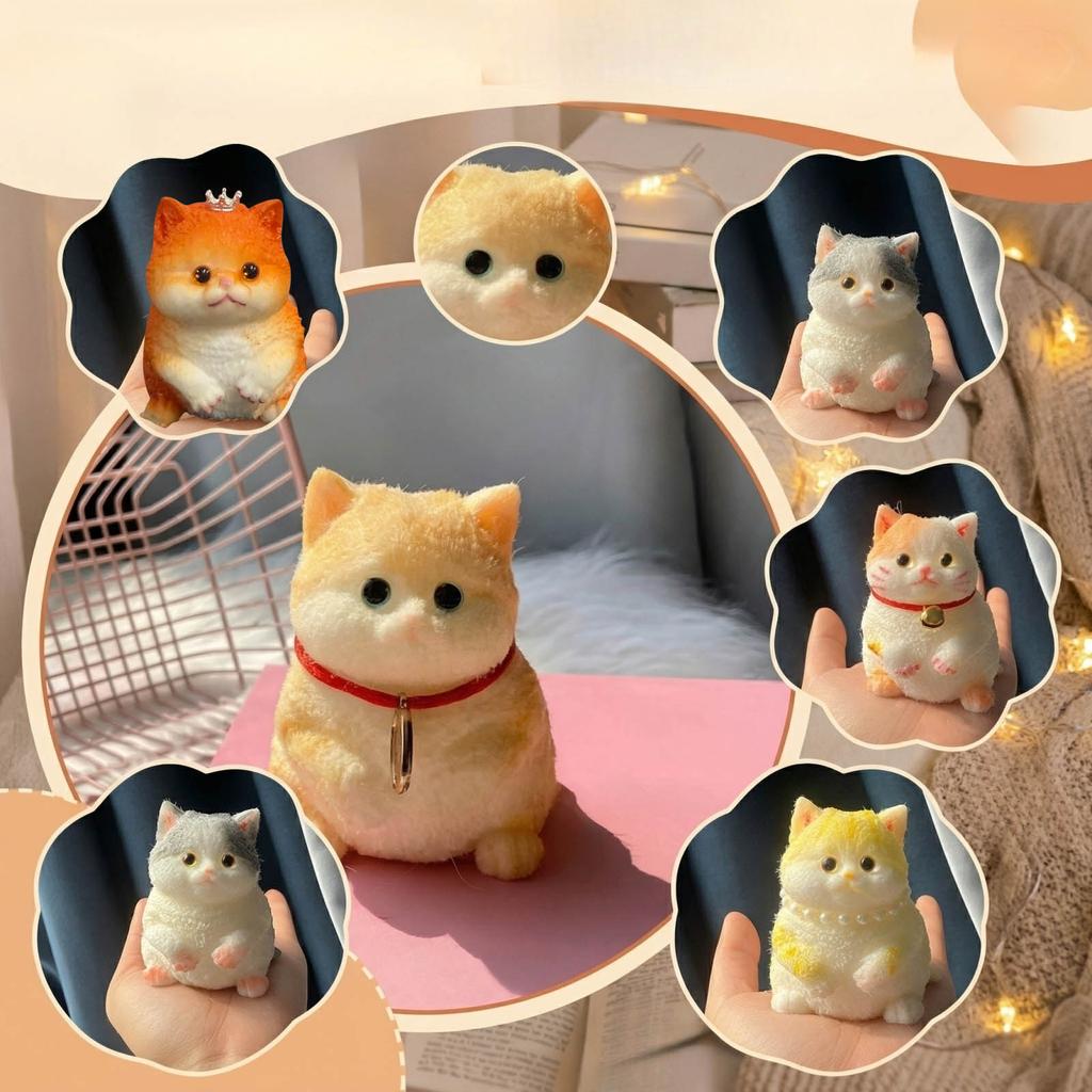 Плюшевая фигурка кошки с короной, мягкая декоративная игрушка, чучело животного, орнамент, реалистичная меховая текстура, для дома, рабочего стола, полки, витрины