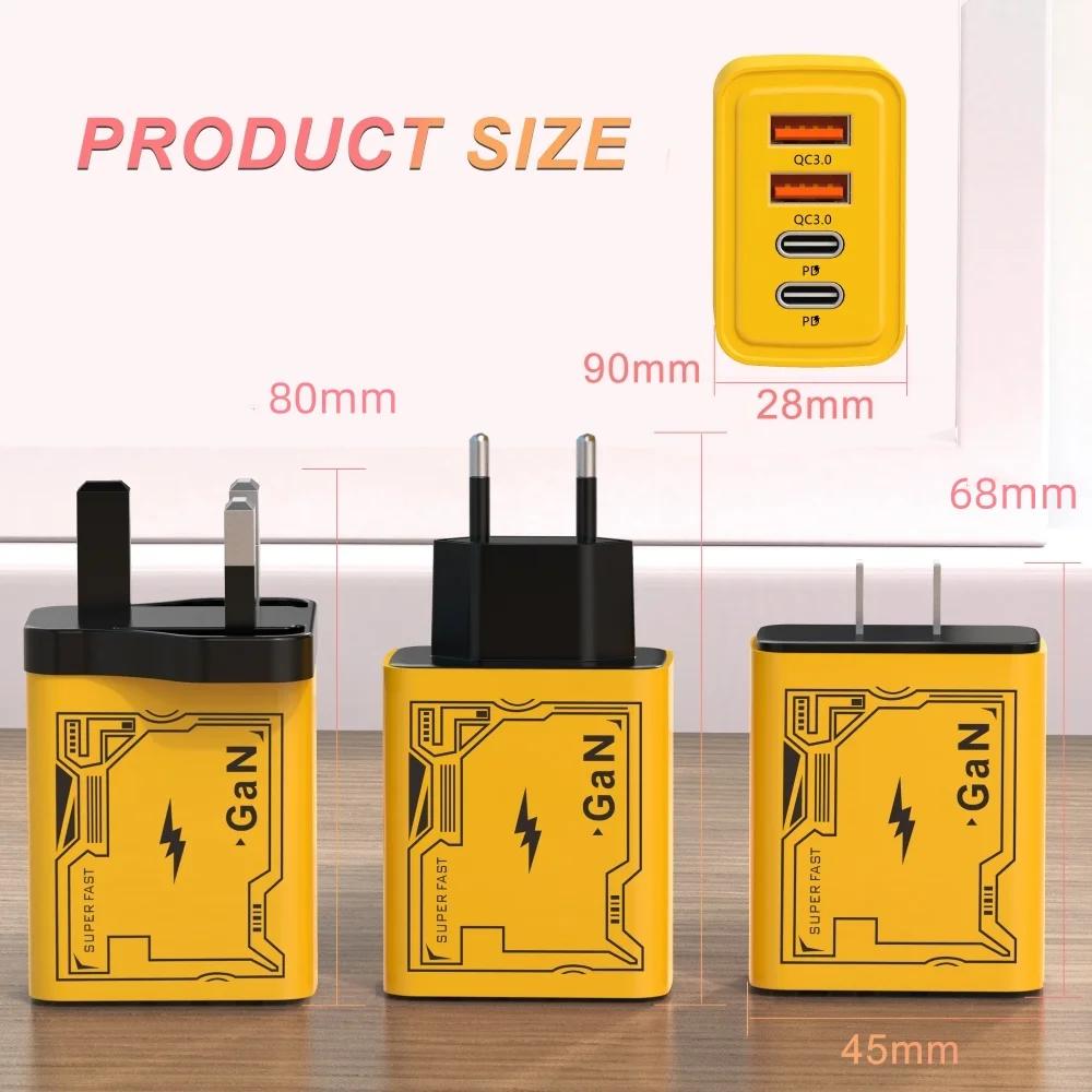 Всего 120 Вт USB C GaN зарядное устройство Muti 4 порта Type C PD мобильный телефон быстрая зарядка настенный адаптер для iPhone 16 Pro Max Xiaomi