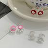 Sweet Pink Love Earbud Round Heart Earrings Red Earrings for Women New Niche Sense