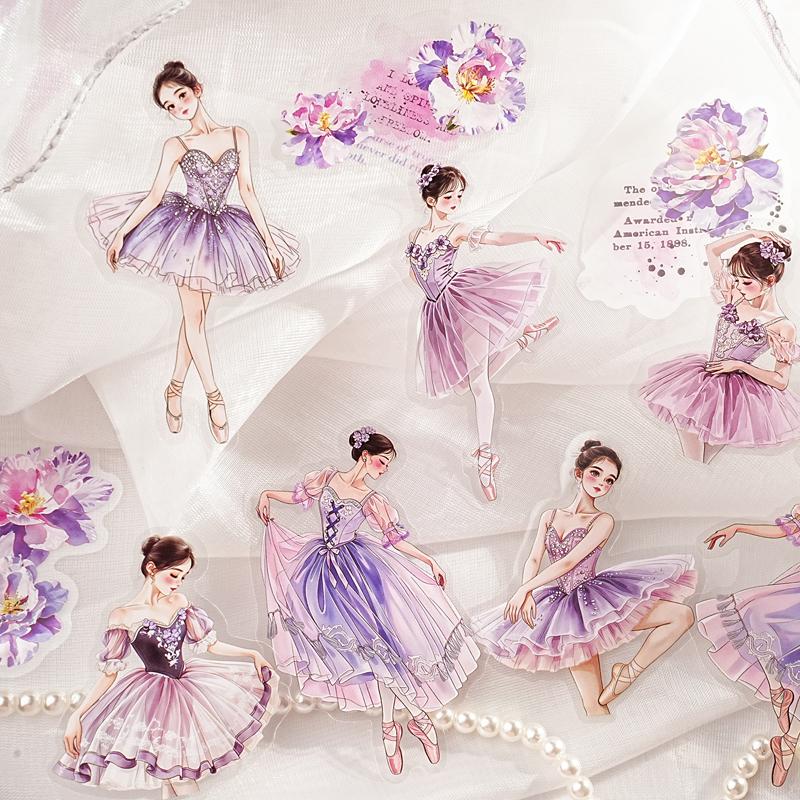 30Pcs Beautiful and Dreamy Sticker Pack Ballet Monologues Series Ballet Dance Theme DIY Bookkeeping Decorative Material Stickers