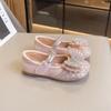 Girls Sequins Princess Shoes with Butterfly-knot Kids Crystal Mary Janes Shoes Fashion Children Flats Performance Shoes