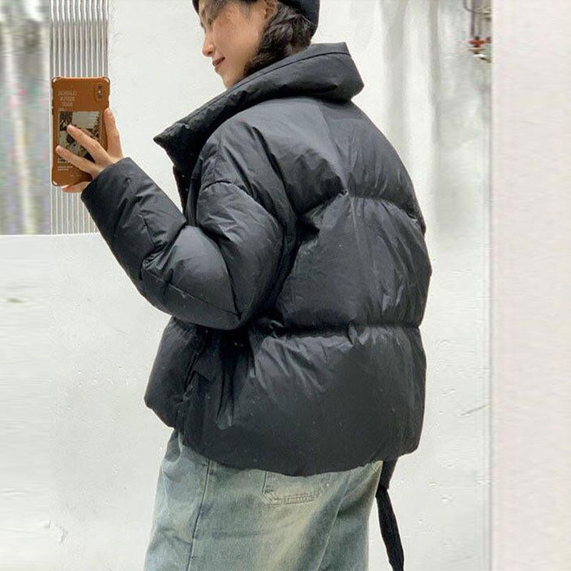 Угловая пряжка пуховик женский короткий 2024 зимняя мода воротник-стойка дизайн sense сладкий воротник-стойка куртка хлеб прилив