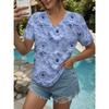 YYFS Женские модные повседневные летние весенние блузки и рубашки с цветочным узором и коротким рукавом с v-образным вырезом