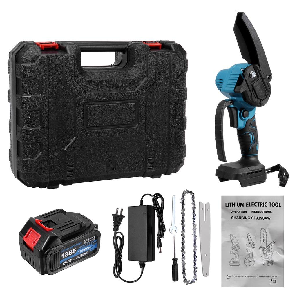 6 Inch Mini Electric Chain Saw Cordless Woodworking Pruning Chainsaw Brushless Garden Tool with 19800H Battery