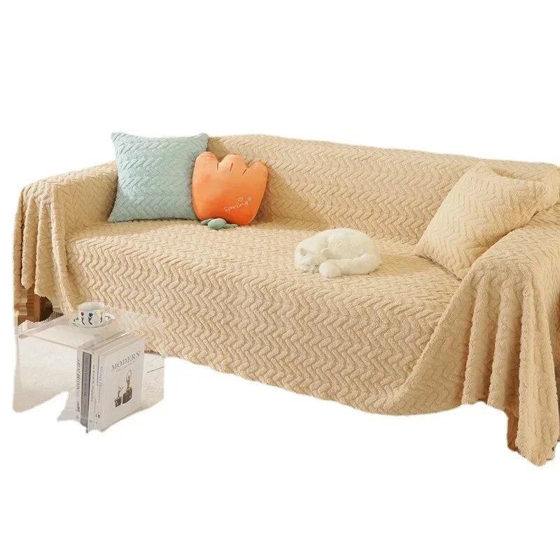 Autumn and Winter Thick Sofa Towel Solid Color Plush Sofa Cover Anti Cat Scratch Sofa Mat Sofa Cover Cloth