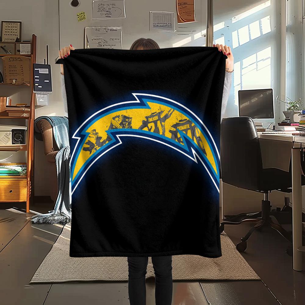 Los Angeles Chargers Print Flannel Blanket, High quality Comfortable for All Seasons, Home Decor, Warmth and Comfort