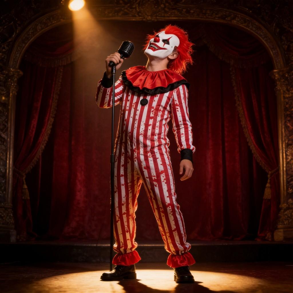 Horror Clown Outfit With Satin Material For Stage Show And Cosplay Events